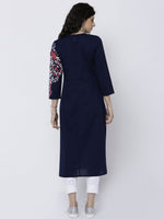 Thumbnail for Vishudh Women Navy Printed Straight Kurta - Distacart
