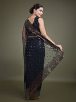 Thumbnail for Monjolika Fashion Women'S Black Soft Net SareeWith Sequin Embellished Border And Pallu - Distacart