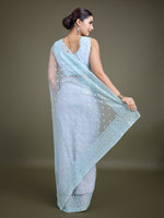 Thumbnail for Monjolika Fashion Women'S Light Sky Blue Soft Net SareeWith Sequin Embellished Border And Pallu - Distacart