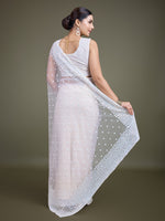 Thumbnail for Monjolika Fashion Women'S White Soft Net SareeWith Sequin Embellished Border And Pallu - Distacart