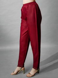 Thumbnail for Malishka Women's Maroon Embroidered Cotton Blend Kurta Pant Set With Dupatta