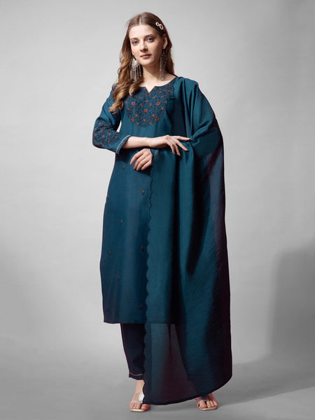 Blue Women's Kurta Pant Dupatta Set - Hiral Fashion