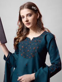 Thumbnail for Blue Women's Kurta Pant Dupatta Set - Hiral Fashion