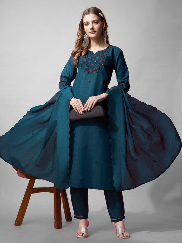 Blue Women's Kurta Pant Dupatta Set - Hiral Fashion