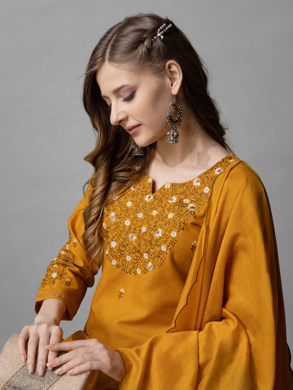 Mustard Women's Kurta Pant Dupatta Set - Hiral Fashion