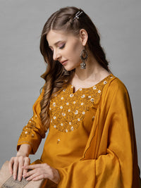 Thumbnail for Mustard Women's Kurta Pant Dupatta Set - Hiral Fashion