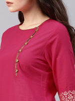 Thumbnail for Vishudh Women Pink Solid Straight Kurta - Distacart