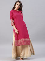 Thumbnail for Vishudh Women Pink Solid Straight Kurta - Distacart