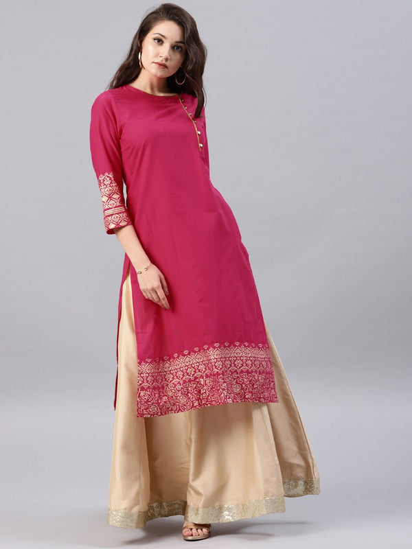 Vishudh Women Pink Solid Straight Kurta - Distacart
