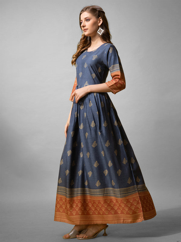 Blue Rayon Anarkali Kurta - Hiral Fashion