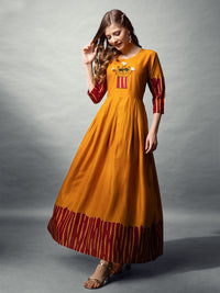 Thumbnail for Yellow Rayon Anarkali Kurta - Hiral Fashion