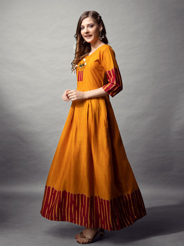Yellow Rayon Anarkali Kurta - Hiral Fashion