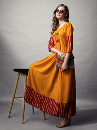 Thumbnail for Yellow Rayon Anarkali Kurta - Hiral Fashion