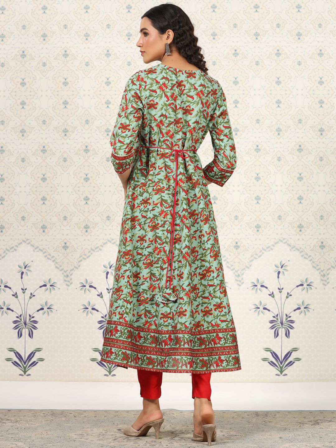Ode by House of Pataudi Floral Printed Anarkali Kurta - Distacart