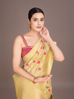Thumbnail for Monjolika Fashion Exquisite Designs With This Regal Cream Rich Look Banarasi Tissue Silk Saree - Distacart
