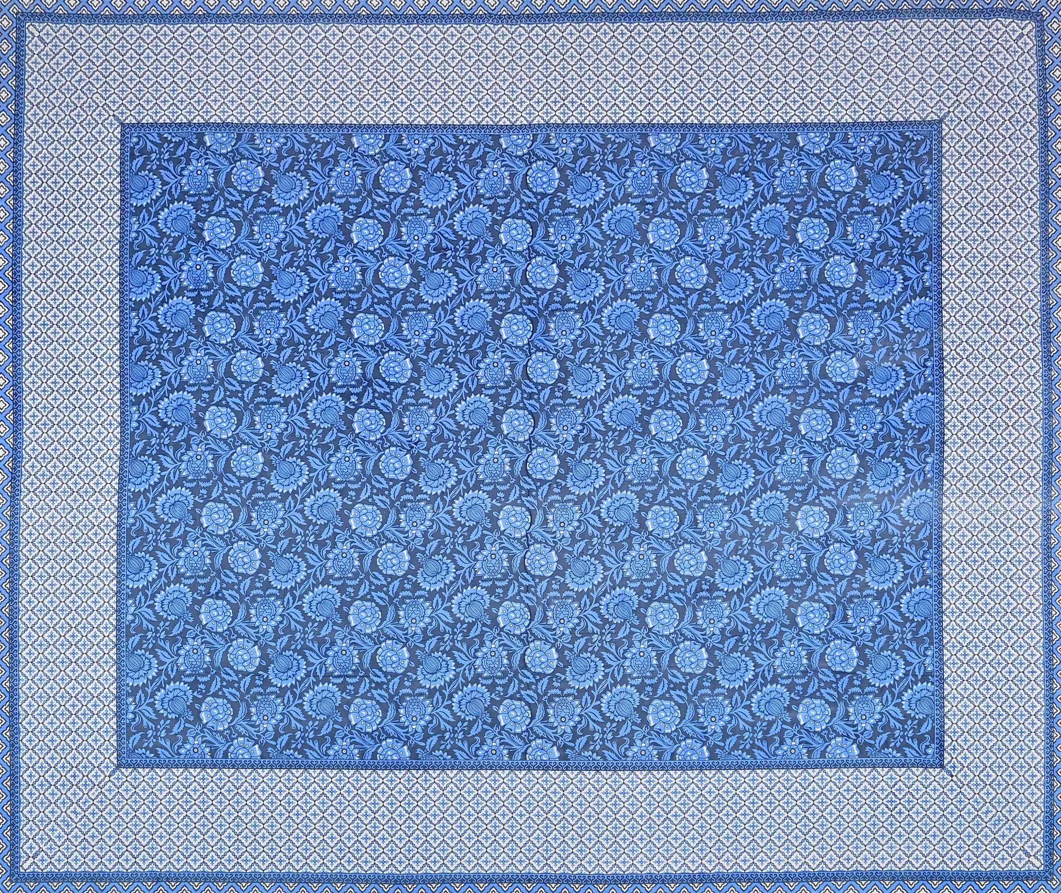 Blue Ethnic Motifs Cotton 220 TC Bedsheet With 2 Zipper Pillow Covers - King Size by House of Ree - Distacart