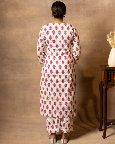 Gharana India Cotton Coord Floral Printed Kurta With Palazzo Set