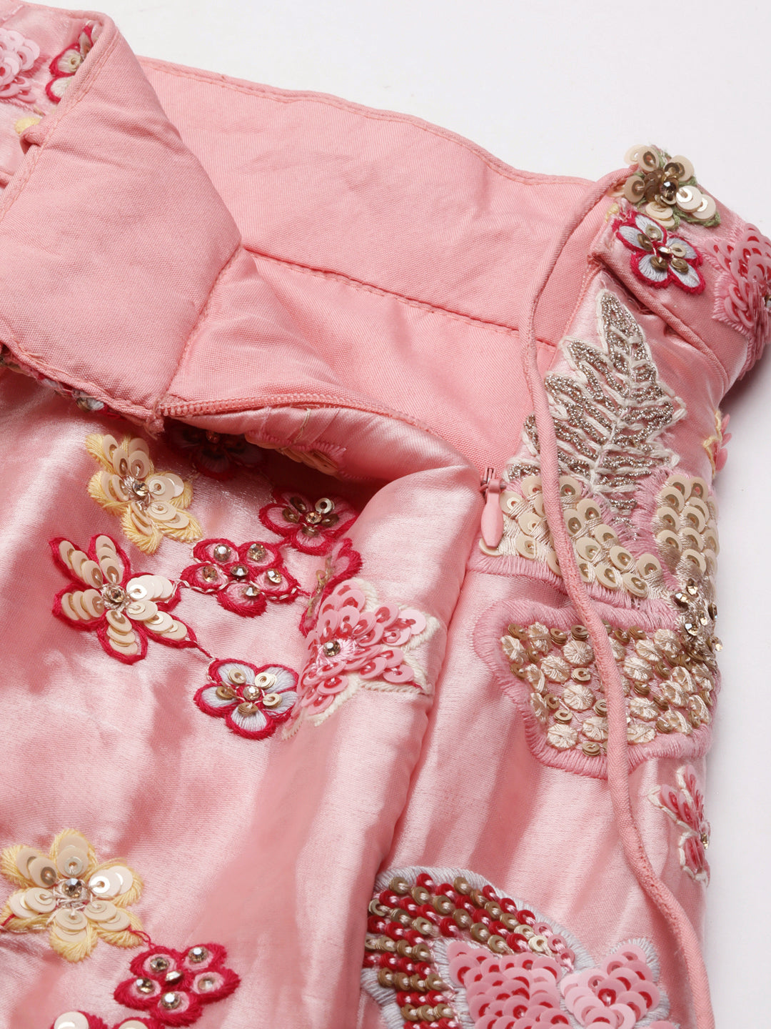 House of Panchhi Pink Organza Sequins And Zarkan Embroidery Lehenga Choli & Dupatta - Distacart