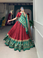 Thumbnail for Lorenvalley Fashion Red Tasar Silk Print With Foil Print Lehenga Choli with Dupatta