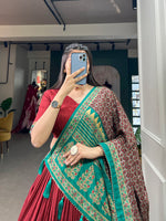 Thumbnail for Lorenvalley Fashion Red Tasar Silk Print With Foil Print Lehenga Choli with Dupatta