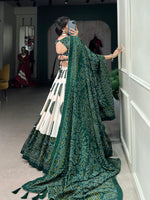 Thumbnail for Lorenvalley Green Artistry in Tussar Silk with Bandhej Print Lehenga Choli - Distacart