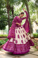 Thumbnail for Lorenvalley Wine Artistry in Tussar Silk with Bandhej Print Lehenga Choli - Distacart