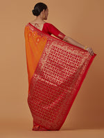 Thumbnail for Monjolika Fashion Amber Banarasi Silk Blend SareeWith Zari Woven Rich Brocade Design - Distacart