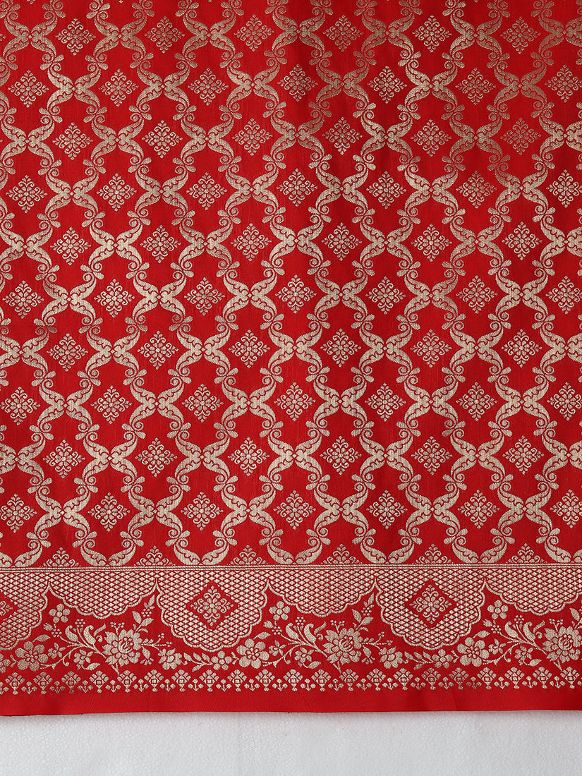 Monjolika Fashion Amber Banarasi Silk Blend SareeWith Zari Woven Rich Brocade Design - Distacart