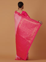 Thumbnail for Monjolika Fashion Light Pink Banarasi Silk Blend SareeWith Zari Woven Rich Brocade Design - Distacart