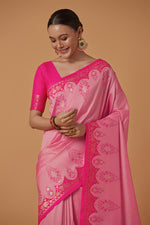 Thumbnail for Monjolika Fashion Light Pink Banarasi Silk Blend SareeWith Zari Woven Rich Brocade Design - Distacart
