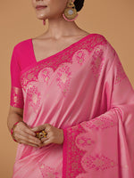 Thumbnail for Monjolika Fashion Light Pink Banarasi Silk Blend SareeWith Zari Woven Rich Brocade Design - Distacart