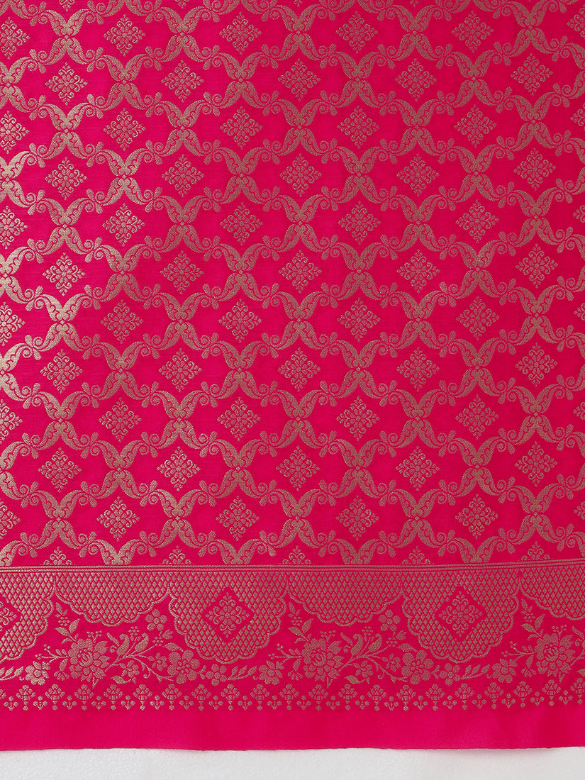 Monjolika Fashion Light Pink Banarasi Silk Blend SareeWith Zari Woven Rich Brocade Design - Distacart