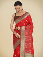 Thumbnail for Monjolika Fashion Red Color Banarasi Soft Silk Trendy Saree - Distacart