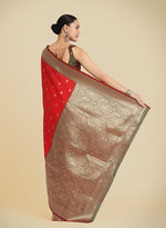 Thumbnail for Monjolika Fashion Red Color Banarasi Soft Silk Trendy Saree - Distacart