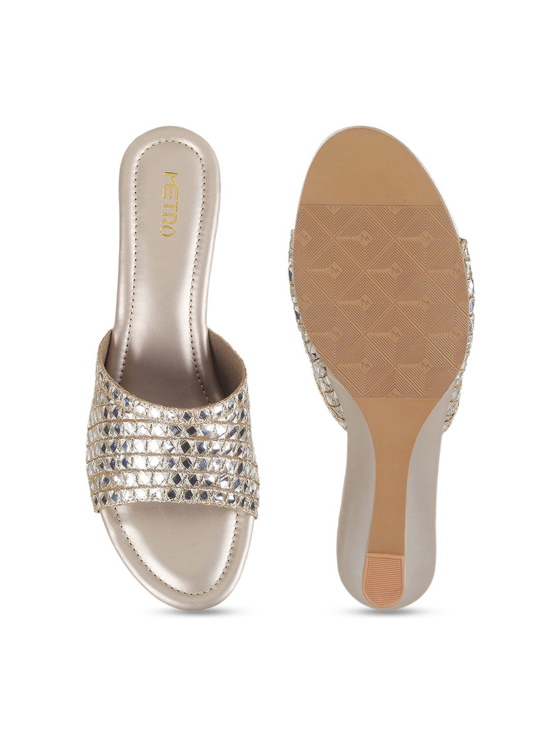 Metro Embellished Open Toe Wedges