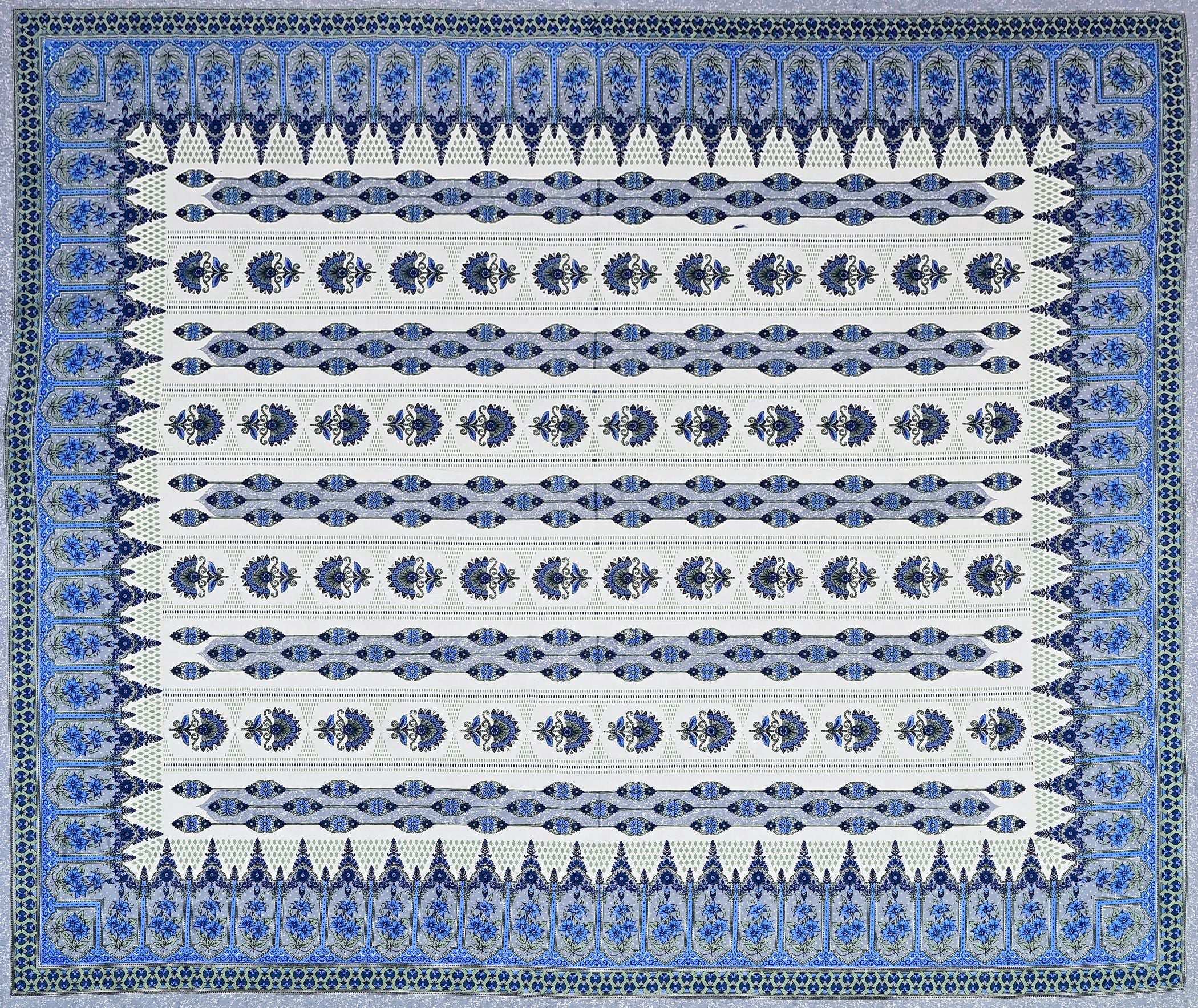 Blue Ethnic Motifs Cotton 220 TC Bedsheet With 2 Zipper Pillow Covers - King Size by House of Ree - Distacart