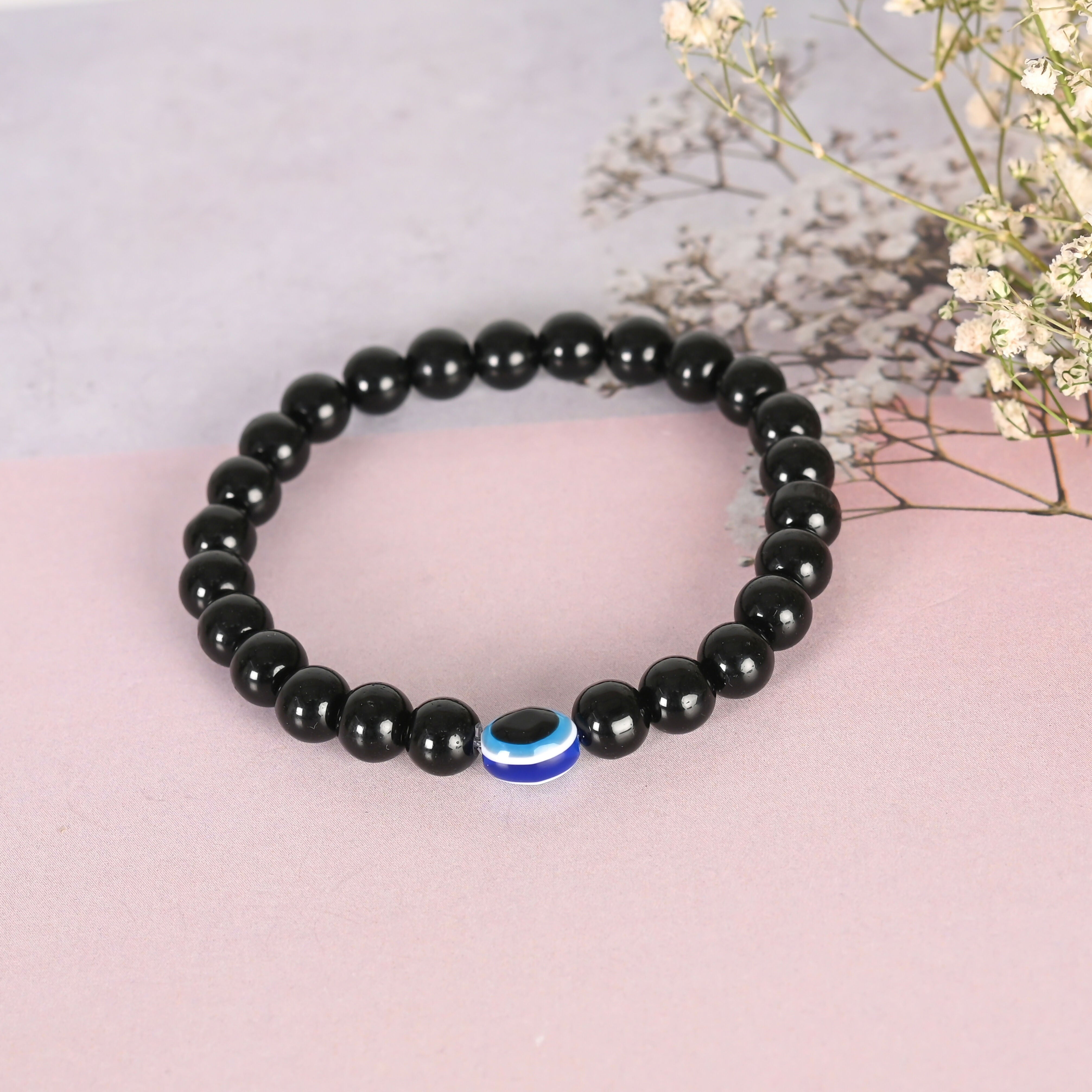 NVR Men & Women Marble Crystal Beaded Elasticated Bracelet - Distacart