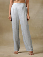 Thumbnail for trueBrowns Grey Bandhani Printed Silk Overlay Jacket Blouse Pant Set - Distacart