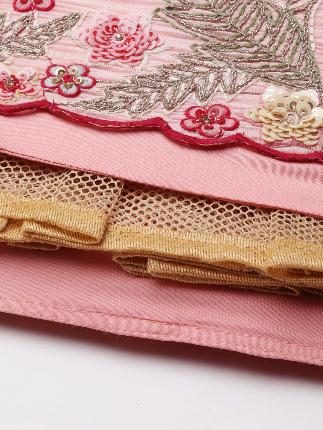 House of Panchhi Pink Organza Sequins And Zarkan Embroidery Lehenga Choli & Dupatta - Distacart