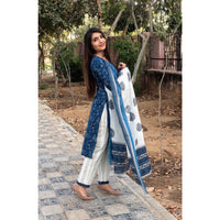 Thumbnail for NOZ2TOZ Women Blue Floral Print Viscose Rayon Kurta And Pant Set