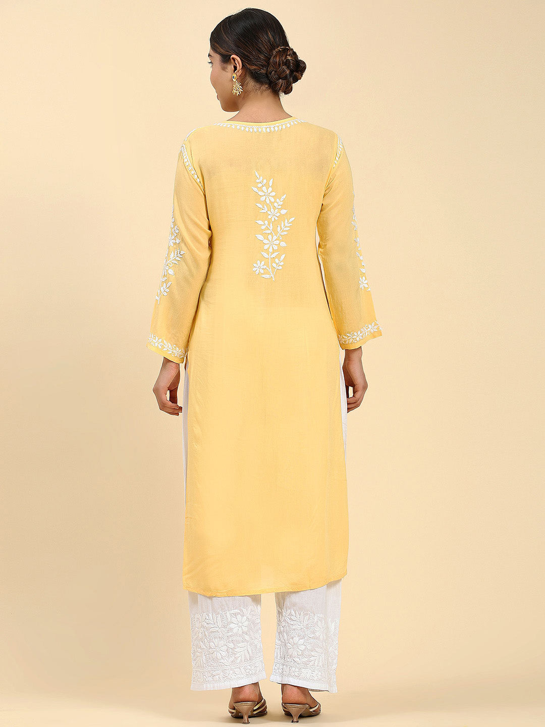 HOUSE OF KARI Ethnic Motifs Embroidered Chikankari Straight Kurta - Distacart