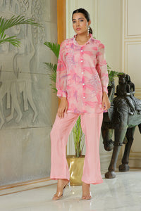 Thumbnail for Vaasva Women Marble Print Embroidered Shirt With Solid Pants.