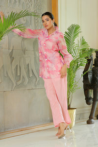 Thumbnail for Vaasva Women Marble Print Embroidered Shirt With Solid Pants.