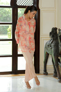 Thumbnail for Vaasva Women Marble Print Embroidered Shirt With Solid Pants.