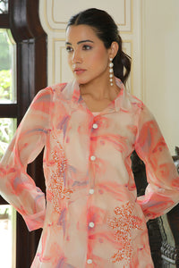 Thumbnail for Vaasva Women Marble Print Embroidered Shirt With Solid Pants.