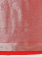 Thumbnail for Monjolika Fashion Red Woven Silk Blend SareeWith Zari Work & Floral Motifs - Distacart