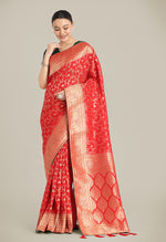 Thumbnail for Monjolika Fashion Red Color Banarasi Silk Wedding Collection Saree - Distacart