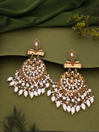 Thumbnail for Tehzeeb Creations Modern White Opal And Silver Chandelier Drop Earrings For Woman