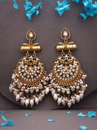 Thumbnail for Tehzeeb Creations Modern White Opal And Silver Chandelier Drop Earrings For Woman