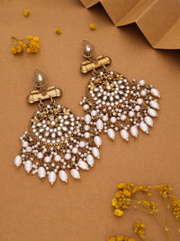 Thumbnail for Tehzeeb Creations Modern White Opal And Silver Chandelier Drop Earrings For Woman